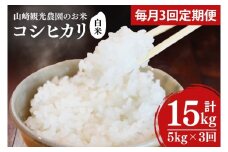 【全3回定期便】＜毎月＞ ★先行予約 10月より順次発送予定★ 山﨑観光農園のお米 コシヒカリ 白米 5kg（合計 15kg）｜栃木県 益子町 ふるさと納税 お米 コシヒカリ 白米 精米 5kg 令和7年産 先行予約 定期便 (AU030)