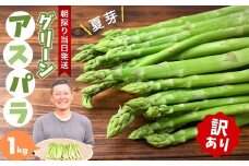 朝採れ！新鮮！訳ありグリーンアスパラガス B品 1kg | アスパラ アスパラガス グリーンアスパラガス 夏芽 朝採れ 新鮮 料理 野菜 サラダ 美土里農園 栃木県 茂木町