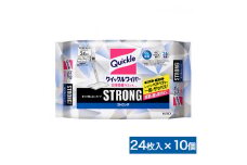 クイックルワイパー 立体吸着ウエットシート ストロング 24枚入×10個 香りが残らないタイプ