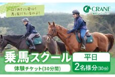 乗馬 スクール 体験 チケット 30分 平日 2名様分 クレイン栃木 《30日以内に出荷予定(土日祝除く)》栃木県 野木町 馬 乗馬体験 チケット 初心者 OK