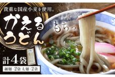 うどん かえるうどん 細麺 太麺 2種 4袋 野木町産小麦100％《30日以内に出荷予定(土日祝除く)》 宝咲屋 麺類 麺 栃木県 野木町