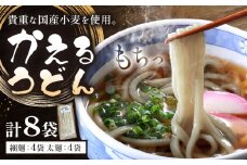 うどん かえるうどん 細麺 太麺 2種 8袋 野木町産小麦100％《30日以内に出荷予定(土日祝除く)》 宝咲屋 麺類 麺 栃木県 野木町