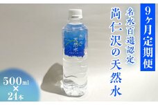 【9ヶ月定期便】＼名水百選認定／尚仁沢の天然水 500ml×24本｜塩谷町 栃木県 軟水 湧水  天然水  ペットボトル