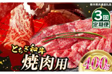 【定期便3回】とちぎ和牛焼肉用 400g | 和牛切り落とし 黒毛和牛 切り落とし 栃木県産黒毛和牛 焼肉 バーベキュー BBQ  肉 牛肉 高級 共通返礼品 ご褒美 ふるさと納税 栃木県 那珂川町 送料無料