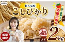 【令和7年度新米】【栃木県共通返礼品】【数量限定】【3回定期便】令和7年度新米 栃木県産コシヒカリ 2kg |定期便 数量限定 こしひかり  玄米 米 ごはん おいしい  玄米真空パック ふるさと納税 那珂川町 栃木県