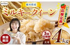 【令和7年度新米】【栃木県共通返礼品】【数量限定】【定期便3回】令和7年度新米 栃木県産ミルキークイーン 4kg |定期便 ミルキークイーン 数量限定  玄米 米 ごはん  玄米真空パック ふるさと納税 那珂川町 栃木県
