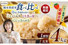 【令和7年度新米】【栃木県共通返礼品】【数量限定】栃木県産コシヒカリ とちぎの星 にじのきらめき 4kg 食べ比べ定期便 |定期便 数量限定 こしひかり とちぎの星 ミルキークイーン にじのきらめき 玄米 米 ごはん おいしい  玄米真空パック ふるさと納税 那珂川町 栃木県
