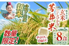 【定期便3回】【数量限定】【令和7年度新米先行予約】新米那珂川町産芳井米 玄米 330g（2合分）×4 | こしひかり 新米 米 ごはん  ふっくら もちもち  ふるさと納税 那珂川町 栃木県