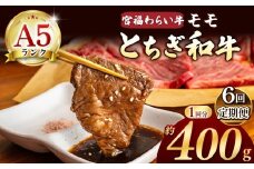 【栃木県共通返礼品】【定期便6回】宮福笑牛（とちぎ和牛） A5 モモ焼き肉 約400g | 定期便 和牛 A5ランク モモ肉 焼肉 弾力 しっかり 美味しい 高級 ご褒美 肉 お肉 おにく にく ふるさと 納税 送料無料 那珂川町 栃木県