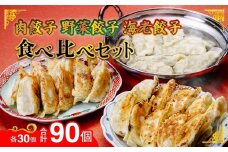 肉餃子・野菜餃子・海老餃子 人気3種 食べ比べセット 90個(各30個) 冷凍 | 餃子 肉 ギョウザ  冷凍食品 お取り寄せ 点心 おかず おつまみ 惣菜 詰め合わせ 簡単調理 セット 中華料理 ヘルシー 野菜 群馬県 前橋市