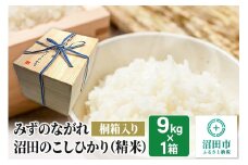 令和7年産 新米予約《高級桐箱入り》沼田のこしひかり「みずのながれ」9kg×1箱 精米 白米 コシヒカリ