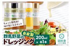 ちょっと個性派！味が気になるセット（くるみ、山わさび、青じそ、にんじん、えごま）自家製・群馬産野菜で手作りドレッシング 200ml×各1本