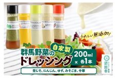 自家製・群馬産野菜で手作りドレッシング（青じそ、にんじん、ゆず、みそごま、中華）200ml×各1本 泙川食品