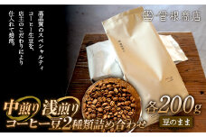 中煎りと浅煎りのコーヒー豆 2種類 詰め合わせ（各200g） ブレンド シングルオリジン オフィス  アウトドア キャンプ おうち時間 群馬県 渋川市 F4H-0123