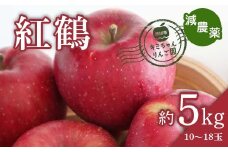 2023年秋発送 減農薬 りんご 紅鶴 約5kg （10～18玉） 甘い リンゴ 果物 希少 お取り寄せ 贈答品 ギフト F4H-0151