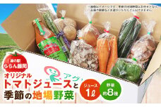 道の駅「ららん藤岡」オリジナルトマトジュース(1L×1瓶)と季節の地場野菜(約8種類)【1391301】