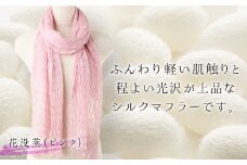  シルクシャーリングマフラー (草木染め)＜花没薬(ピンク)＞ シルクマフラー ピンク 絹織物 富岡産 絹糸 草木染め ファッション 工芸 贈り物 ギフト F20E-065