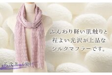  シルクシャーリングマフラー (草木染め)＜花没薬(紫)＞ シルクマフラー 紫 絹織物 富岡産 絹糸 草木染め ファッション 工芸 贈り物 ギフト F20E-066