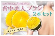 《シルク100％》 背中美人ブラシ 大サイズ(黄金) 2本セット 背中 ケア ブラシ 国産 絹糸 シルク ぐんま黄金 黄金 角質除去 美容 セット F20E-900