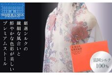 ＜高級純国産富岡シルク100%＞ 大竹夏紀シルクオーガンジーストール (リボン柄)・富岡製糸場ブランドブック セット 富岡シルク オーガンジー スカーフ リボン 世界遺産 富岡製糸場 本 シルク 絹 国産 F21E-396