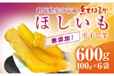 群馬県安中市産『干し芋』 平干し(紅はるか) 600g（100g×6） 無添加 干し芋 ほしいも サツマイモ さつまいも 紅はるか スイーツ 群馬県産 安中市産 国産 お土産 グルメ お取り寄せ ダイエット 健康維持 トレーニング おやつ 小分け 送料無料 ANAZ002