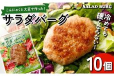 【原料は100％植物由来】こんにゃくと大豆で作ったサラダバーグ90g×10個 ダイエット こんにゃく 蒟蒻 大豆 おから 食物繊維 美肌 糖質制限 ローカロリー 糖質カット 100％プラントベース (ビーガン対応) F21K-161