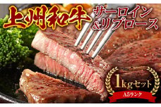 【A5ランク】上州和牛サーロイン・上州和牛リブロース1kgセット ブランド和牛 高級 記念日 サシ ステーキ F21K-286