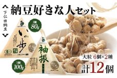下仁田納豆 納豆好きな人セット（有機納豆いっ歩 大粒6個・袖振 大粒6個） 群馬県 下仁田町 国産 食比べ たべくらべ ご飯のお供 タレ付き F21K-533