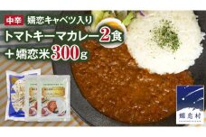 キャベツカレー セット ( 嬬恋 キャベツ入り トマトキーマカレー 2個＋ 嬬恋米 300g) レトルトカレー 2食分 2人前 キャンプ お試し 少量 小分け お米 こめ ブランド米 米 白米 精米 受賞 皇室献上米 コメ 2合 詰め合わせ セット [AB083tu]