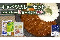 キャベツカレーセット(ぐんまキャベツカレー1個＋嬬恋キャベツ入りトマトキーマカレー1個＋嬬恋米300g) レトルトカレー 2食分 2人前 キャンプ 食べ比べ お試し 少量 小分け こめ ブランド米 米 白米 精米 受賞 皇室献上米 コメ 2合 詰め合わせ セット [AB085tu]
