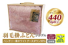 羽毛掛けふとん シングル (レッド) ハンガリー産ホワイトグースダウン93％ 日本製 国産 寝具 羽毛布団