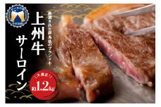 牛肉 サーロイン 【上州牛】 約1.2kg (約200g×6枚) 群馬県 千代田町 国産 牛肉 ステーキ キャンプ アウトドア バーべキュー BBQ 冷凍 送料無料