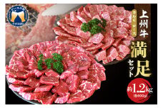 上州牛カルビロース満足セット1.2kg(各600g×2パック)群馬県 千代田町  国産 牛肉 ブランド牛 精肉 肉 お肉 焼肉 バーベキュー BBQ キャンプ アウトドア 食べ比べ 食品 冷凍便 グルメ お取り寄せ グルメ 送料無料 