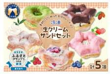 ドーナツ 生クリームサンド 5個 セット 群馬県 千代田町 冷凍＜ヌーベルオリジン＞冷凍スイーツ グルメ 詰め合わせ 送料無料 お取り寄せ ギフト 贈り物 贈答用 プレゼント