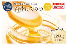 《2025年9月発送》 はちみつ 【千代田町の蜂蜜】1200g 百花蜂蜜 群馬県 千代田町 ＜田代養蜂場＞ ハチミツ 蜂蜜 ハニー 蜜 国産 天然 パン 食パン トースト パンケーキ ヨーグルト 送料無料 お取り寄せ ギフト 贈り物 贈答用 プレゼント