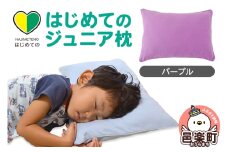 はじめてのジュニア枕 パープル （枕カバー付き） 子ども用枕 お子さまの成長に合わせて高さ調整ができる 洗える