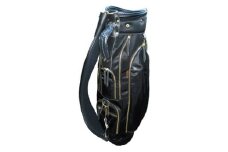 ハンドメイド高密度ツイルナイロンキャディバッグ≪ブラック × ブラック≫　【11100-0559】