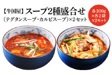 【牛国屋】スープ2種盛合せ（テグタンスープ、カルビスープ）　各300g×2袋×2セット　【11100-0789】