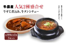 【牛国屋】人気2種盛合せ（牛すじ煮込み、牛タンシチュー）　各300g×2袋×3セット　【11100-0795】