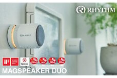 リズム 防水ポータブルシアタースピーカー MAGSPEAKER DUO ライトグレー　【11100-1818】