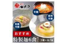 特製麺6食セット【盛岡冷麺・高麗冷麺・辛麺】（3種類×各2人前）　【11100-1616】
