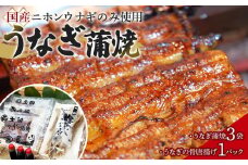 【国産ニホンウナギのみ使用】大穀のうなぎ蒲焼3袋、うなぎの骨唐揚げ1パックセット【要冷凍】 ／ 真空パック 紀州備長炭 特殊凍結 秘伝のたれ 埼玉県