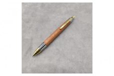 Baton Dor＆ZAWASOU　欅（けやき）木軸ペン　スタンダードタイプ　シャープペンシル（ゴールド＆シルバー金具・芯0.5ｍｍ）