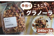 No.613 手作りごろごろグラノーラ240g×3袋セット ／ 朝食 おやつ 間食 おつまみ シリアル オーツ麦 大きめ ナッツ ドライフルーツ 蜂蜜 きび砂糖 アレンジ 埼玉県