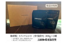 【上田珈琲豆焙煎堂】珈琲豆 中浅煎り 2種×200g エチオピアG1イルガチャフィー・キューバクリスタルマウンテン【粉】[52210724] 