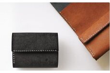 お札を折らない三つ折り財布 14 ブラックブラウン