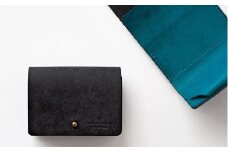 お札を折らない ミニ 財布 15 ブラックターコイズ