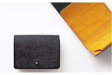 お札を折らない ミニ 財布 13 ブラックイエロー