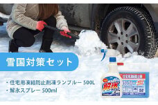 雪国対策セット（住宅用氷結防止剤凍ランブルー５L＆解氷スプレー500ml）　カー用品 車 自動車  大容量  住宅 窓　凍結　くもり　雪　霜　積雪　【カー用品】 洗車用品 シャンプー 【掃除】車【洗車】 自動車 水垢 大容量 【カーケア】【大掃除】掃除グッズ