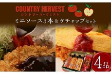 カントリーハーヴェストセット (ミニソース 3種、有機トマトケチャップ) 調味料 セット 詰合せ 食品添加物不使用 有機 トマトケチャップ ケチャップ ソース とんかつソース 中濃ソース ウスターソース ご当地 食品 関東 F5K-235
